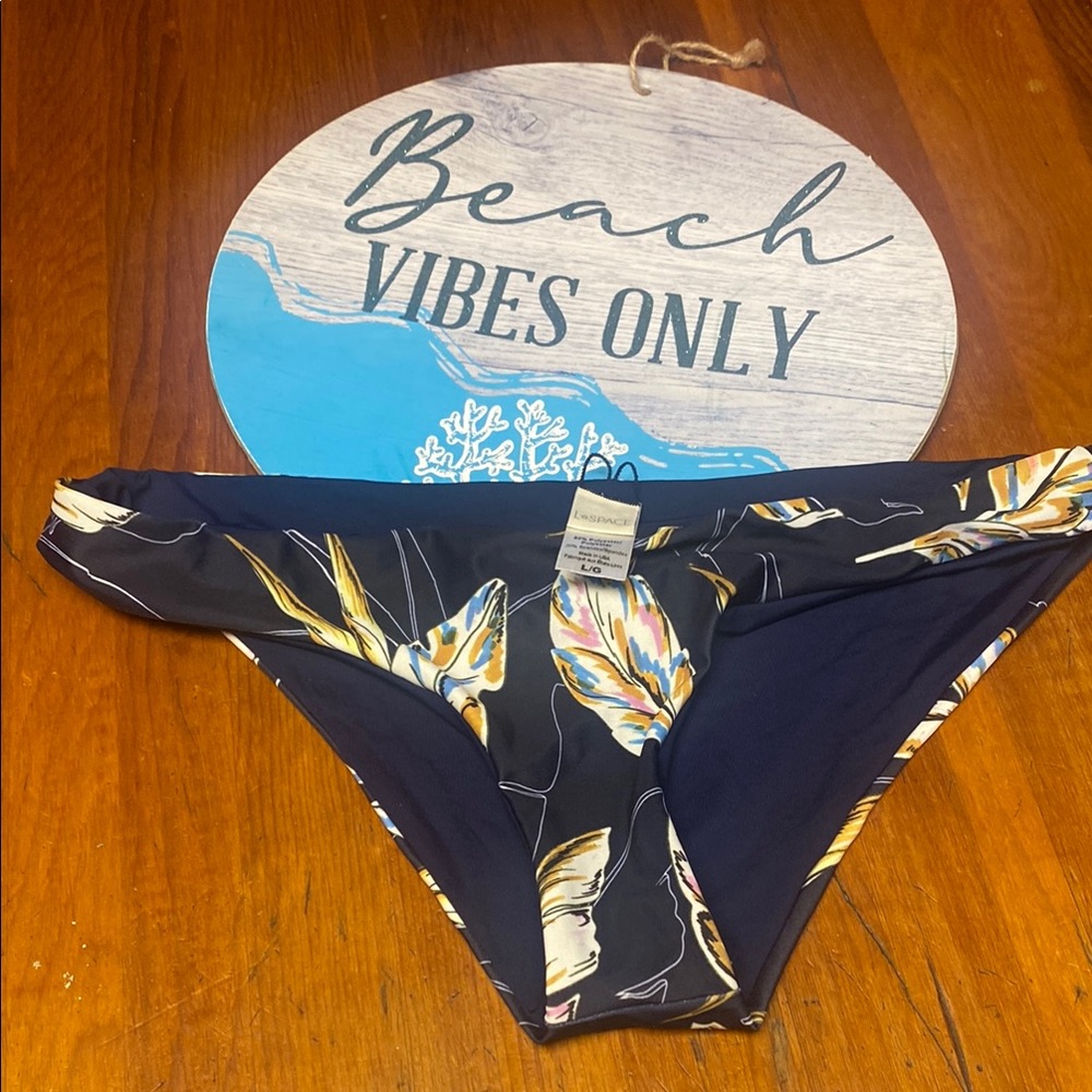 L’Space Navy Leaves Floral Bikini Bottom